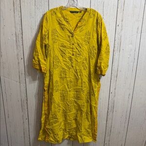 Avaasa Bandhani Printed Kurta Gold Tribal Tunic XL